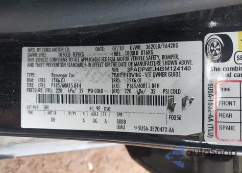 2011 Ford Fiesta Se z USA, uszkodzony, nr VIN 3FADP4EJ4BM124140